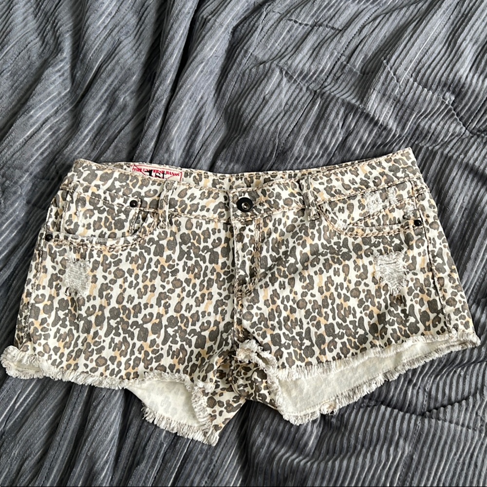 1st Kiss Brown and Cream Jean Shorts Relaxed Fit